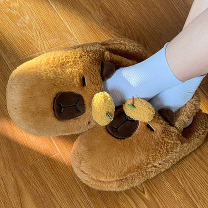 CloudyCapy: Cloudy Capybara Plush Slippers