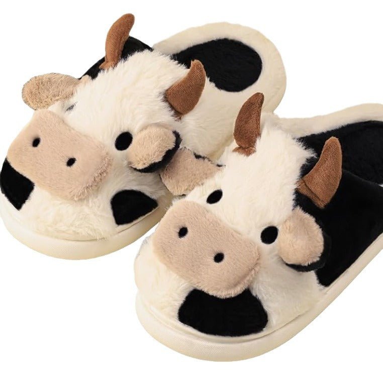 Fluffy Cow Slippers | Cozy Cow Plush Slippers - Goodlifebean product_type