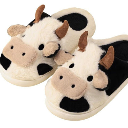 Fluffy Cow Slippers | Cozy Cow Plush Slippers - Goodlifebean product_type