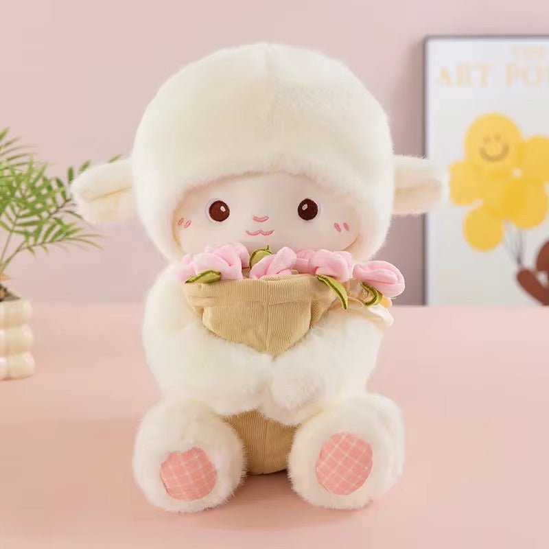 Blooming Lamb Plushie | Cute Lamb Plush With Bouquet - Goodlifebean product_type