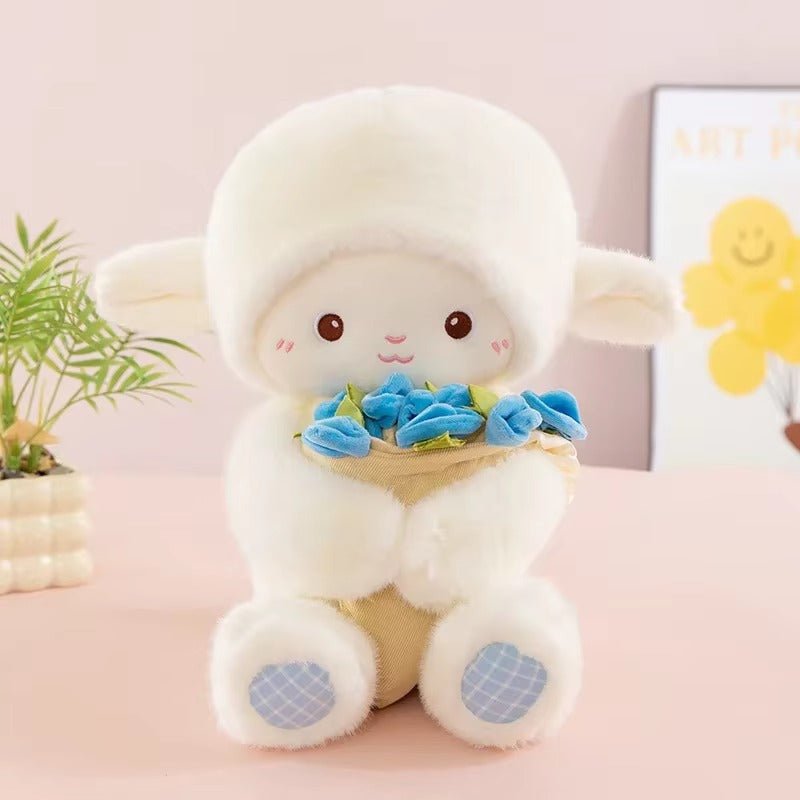 Blooming Lamb Plushie | Cute Lamb Plush With Bouquet - Goodlifebean product_type