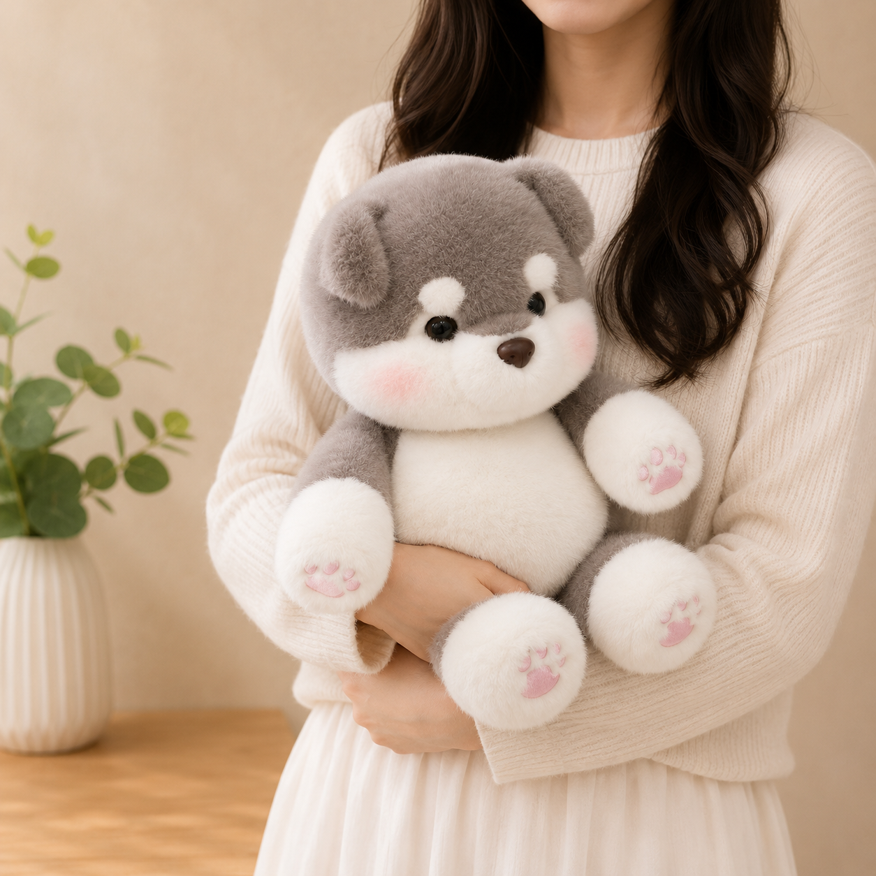 Gray Running Husky Plushie-Goodlifebean