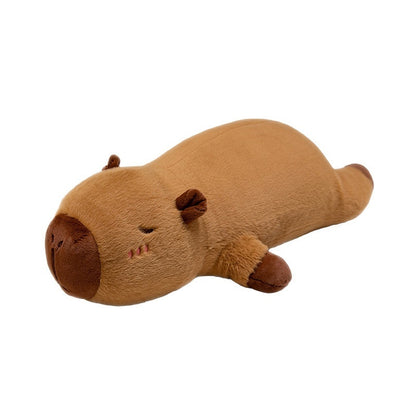 Brown plush toy capybara plushie on a white background