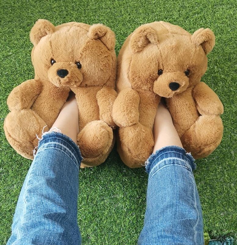 Shop Honey Brown Teddy Bear Plush Slippers - Goodlifebean Black Friday Sale | Plushies | Giant Teddy Bear