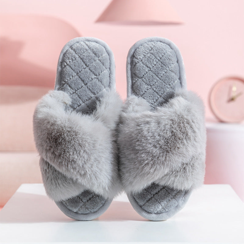 Shop Comfy Cross-Strap Plush Indoor Slippers - Shoes Goodlifebean Plushies | Stuffed Animals