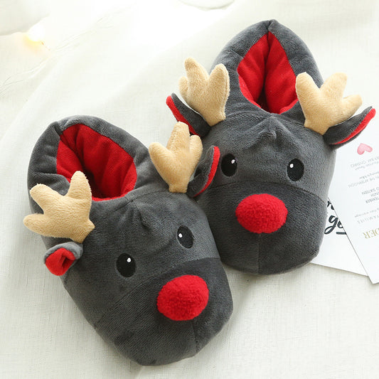 Shop Rudolph with Red Nose Warm Fluffy Slippers - Shoes Goodlifebean Giant Plushies